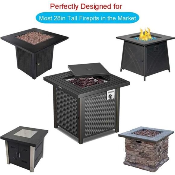 Fire Pit Cover,28 inch Firepit Covers Square Gas Fireplace Fire Pit Table Cover - Picture 6 of 7